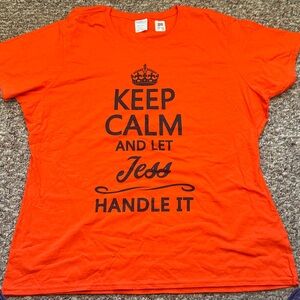 Port and Company Vibrant Orange Tee with Black Print